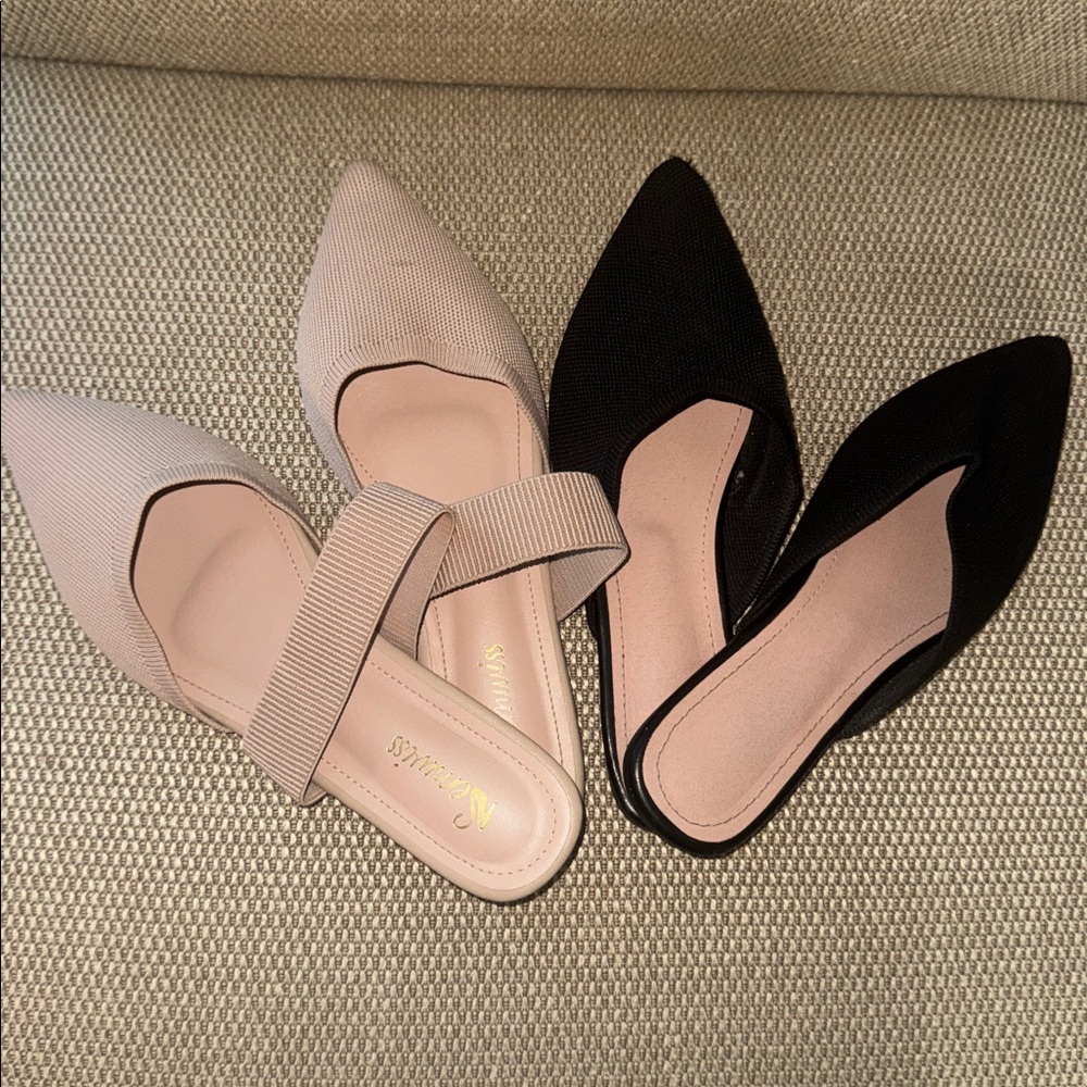 2 Pair of Women's Flats in Black and Cream
